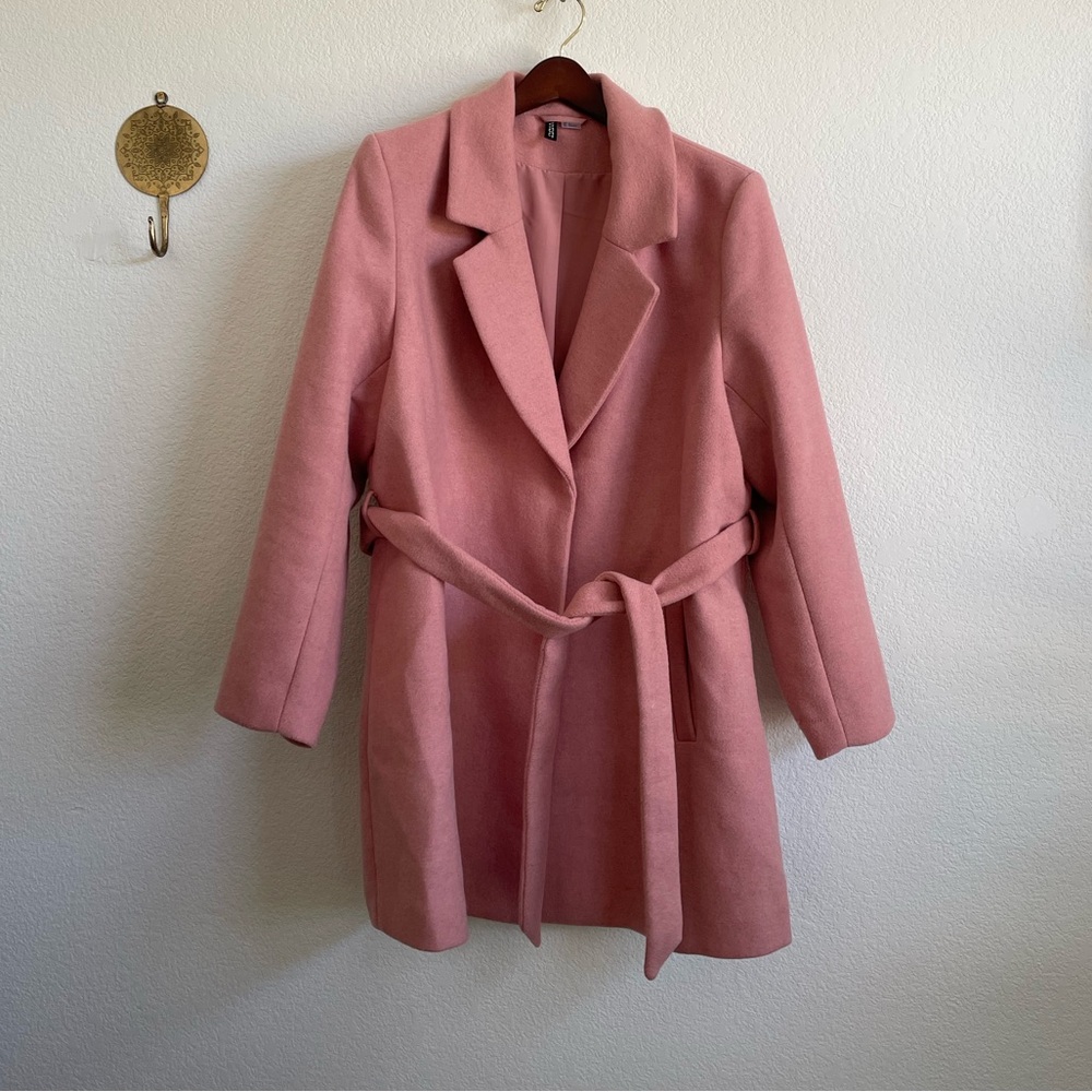 H&M Divided Pink Wool-Blend Coat - Size XL